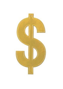 Gold Dollar Sign Foil $ Cutout 40cm