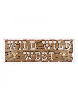 Cowboy Wild Wild West Sign Banner 53cm x 152cm