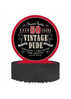 Vintage Dude 50th Birthday Honeycomb Centrepiece