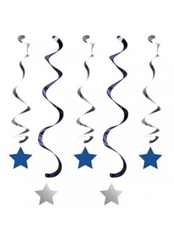Boy One Little Star Dizzy Dangler Swirls Hanging Decorations 5 pk