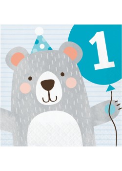 1st Birthday Bear Party Supplies - Lunch Napkins 1st