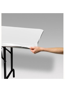 White Stayput Plastic Table Cover 73cm x 182cm