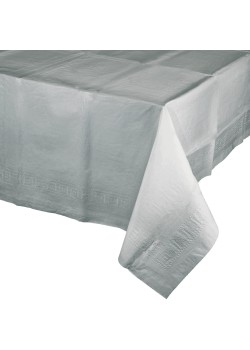 Shimmering Silver Tissue & Plastic Back Table Cover 137cm x 274cm