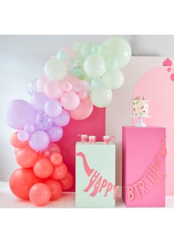 Dinosaur Pastel Dino Pink Balloon Arch 78 pk