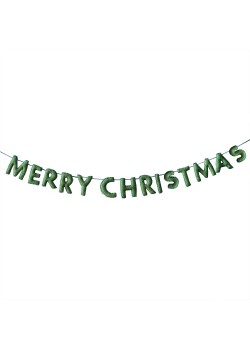 Green Merry Christmas Merry & Bright Felt Bunting Banner 1.8m