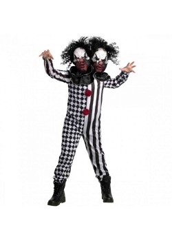 2 Headed Clown Morph Boy's Costume 10-12 Years