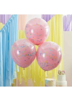 Pastel Mix It Up Double Stuffed Confetti Latex Balloons 3 pk
