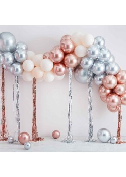 Metallic Colours Mix It Up Balloon Arch with Fringe Curtain 97 pk