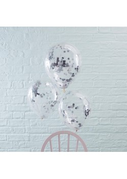 Silver Confetti Pick & Mix Latex Balloons 5 pk