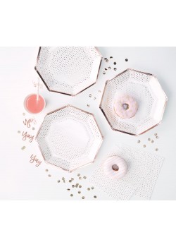 Rose Gold Spotty Pick & Mix Octagonal Dinner Plates 8 pk