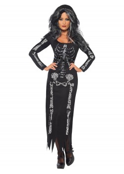 Skeleton Adult Costume With Tube Dress