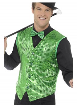Sequin Green Waistcoat Adult Sequin Green Waistcoat Adult