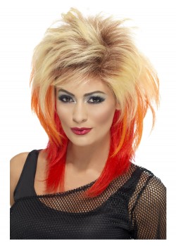 80s Blonde & Red Mullet Wig for Adult 80s Blonde & Red Mullet Wig for Adult