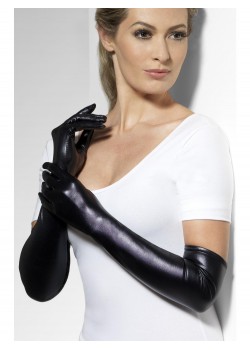 Black Wet Look Gloves for Adult Black Wet Look Gloves for Adult