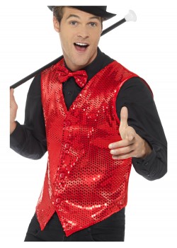 Red Sequin Waistcoat for Adult
