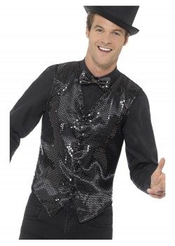 Black Sequin Waistcoat for Adult Black Sequin Waistcoat for Adult