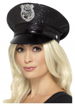 Fever Sequin Police Hat for Adult
