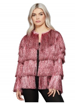 Fever Pink Tinsel Festival Jacket for Adult