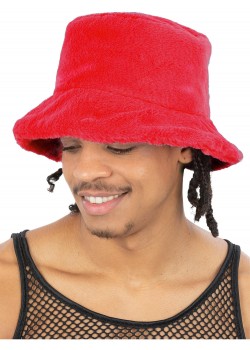 90s Red Fur Bucket Hat for Adult 90s Red Fur Bucket Hat for Adult
