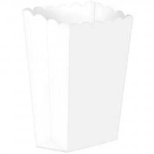 White Small Popcorn Favour Boxes 13cm x 9.5cm 5 pk