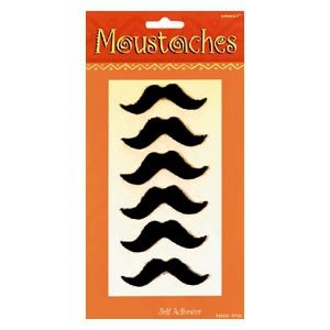 Black Mexican Fiesta Moustache for Adult Pack of 6