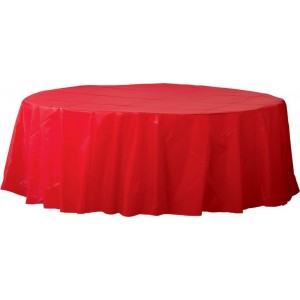 Round Apple Red Plastic Table Cover 2.1m