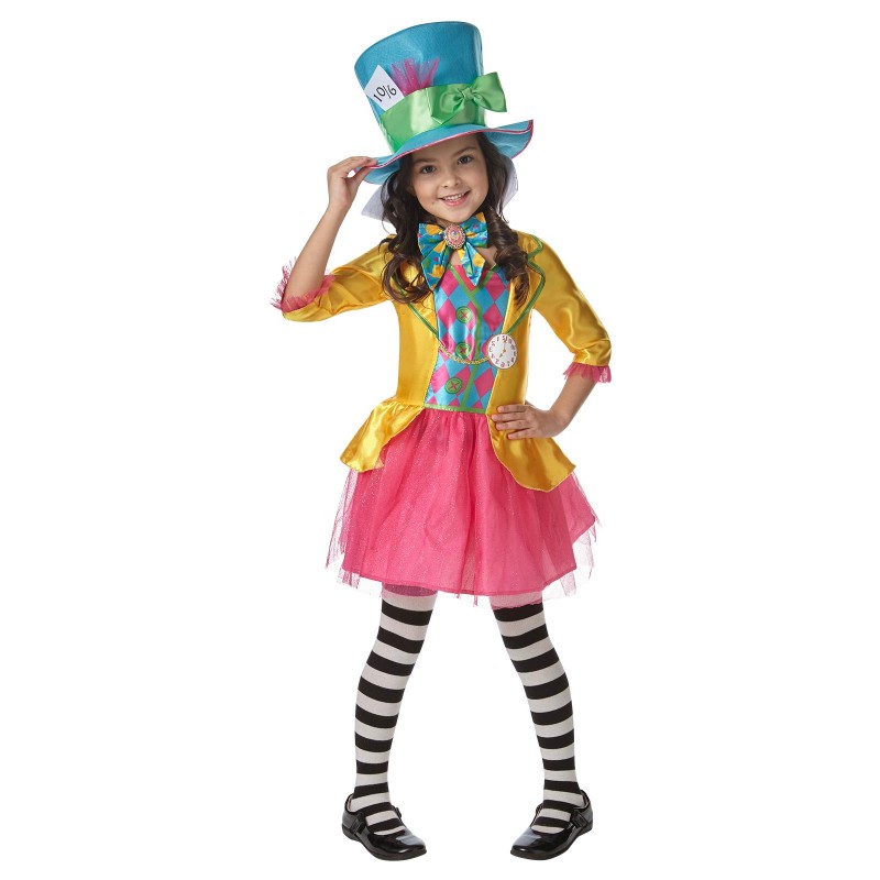 Mad Hatter Alice In Wonderland Girls Long Hanging Deluxe Child Costume