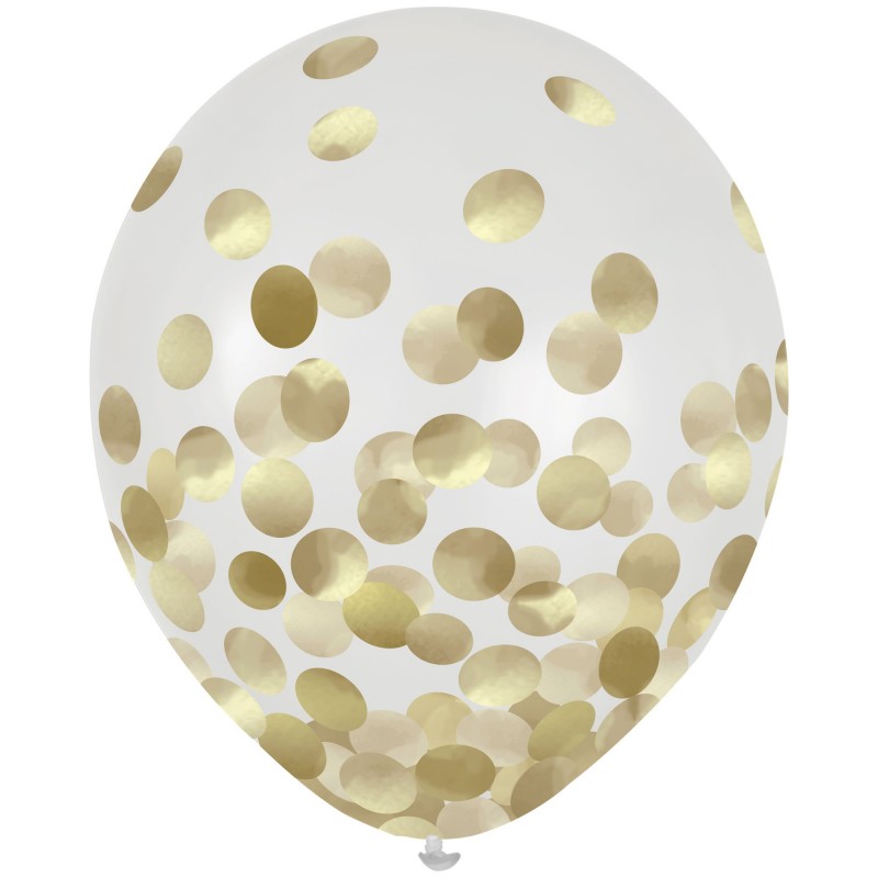 Gold Confetti Latex Balloons 30cm 6 pk