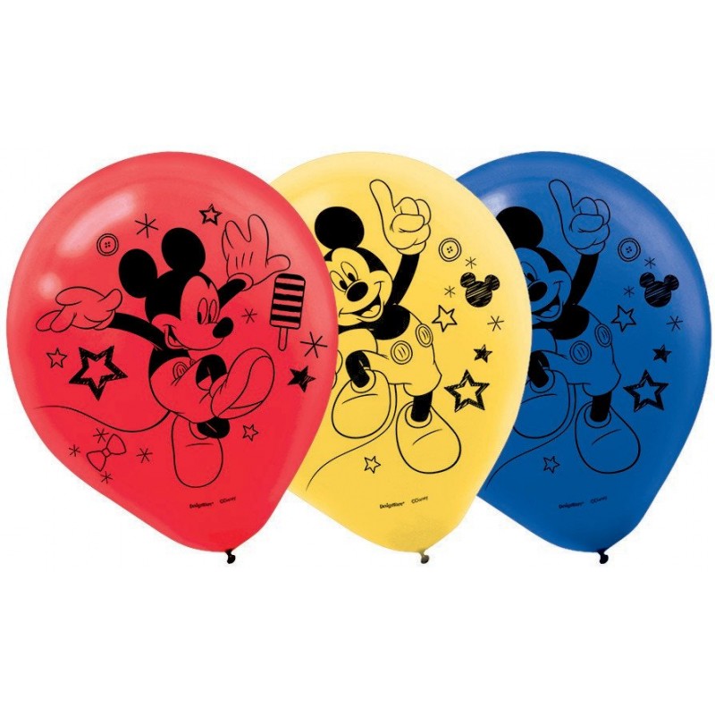 Assorted Colour Mickey Mouse On The Go Latex Balloons 30cm Pack of 6