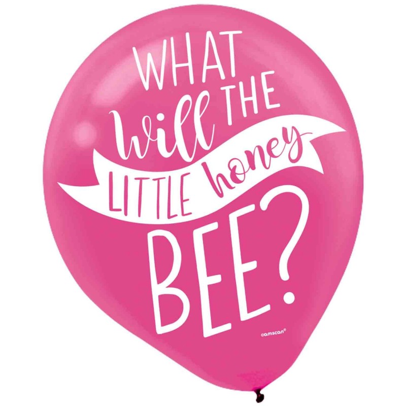 What Will It Bee? What will the little honey bee? Latex Balloons 30cm 15 pk - NFS Party