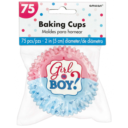 Gender Reveal Girl or Boy? Cupcake Cases 5cm 75 pk
