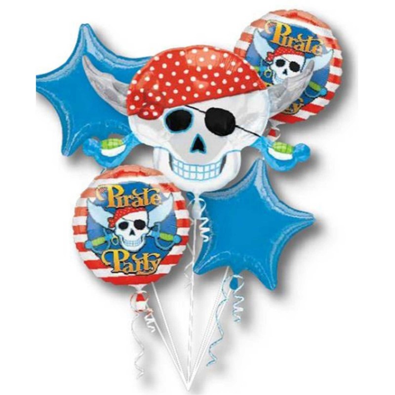 Pirate's Treasure Pirate Party Bouquet Foil Balloons 5 pk