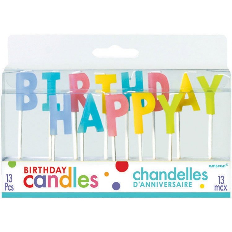Pastel Colours Happy Birthday Toothpick Candles 2.5cm Pack of 13
