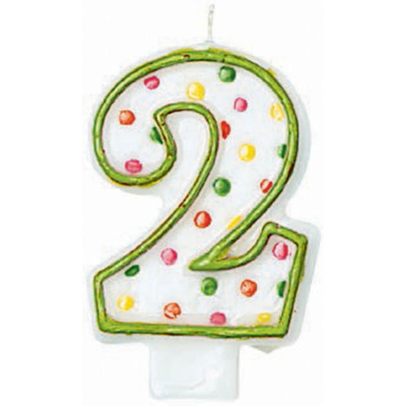 Number 2 Party Supplies - Candle Polka Dots Flat - NFS Party