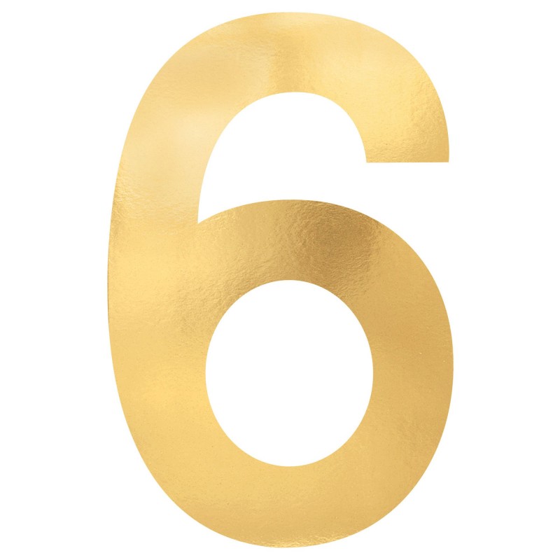 Number 6 Party Decorations - Cutouts Small Foil Board Gold 23cm
