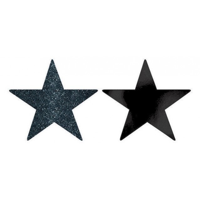 Black Solid Star Cutouts 12cm Pack of 5
