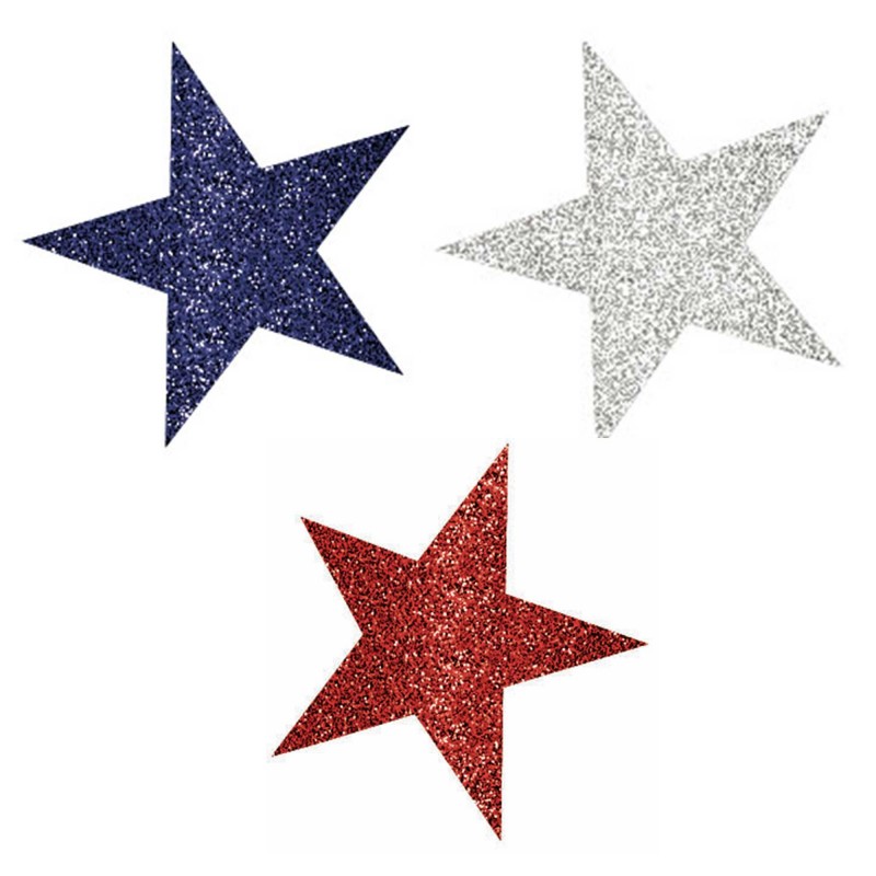 Patriotic Mini Glittered Star Cutouts 10 pk