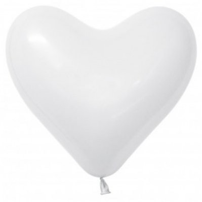 Fashion White Heart Latex Balloons 28cm 12 pk - NFS Party