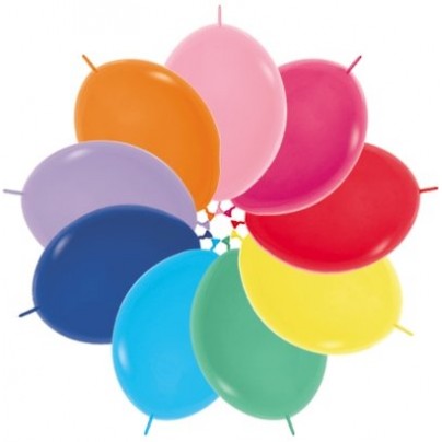 Fashion Multi Coloured Link O Loon Latex Balloons 28cm 25 pk