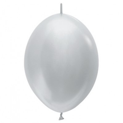 Satin Pearl Silver Link O Loon Latex Balloons 28cm Pack of 25