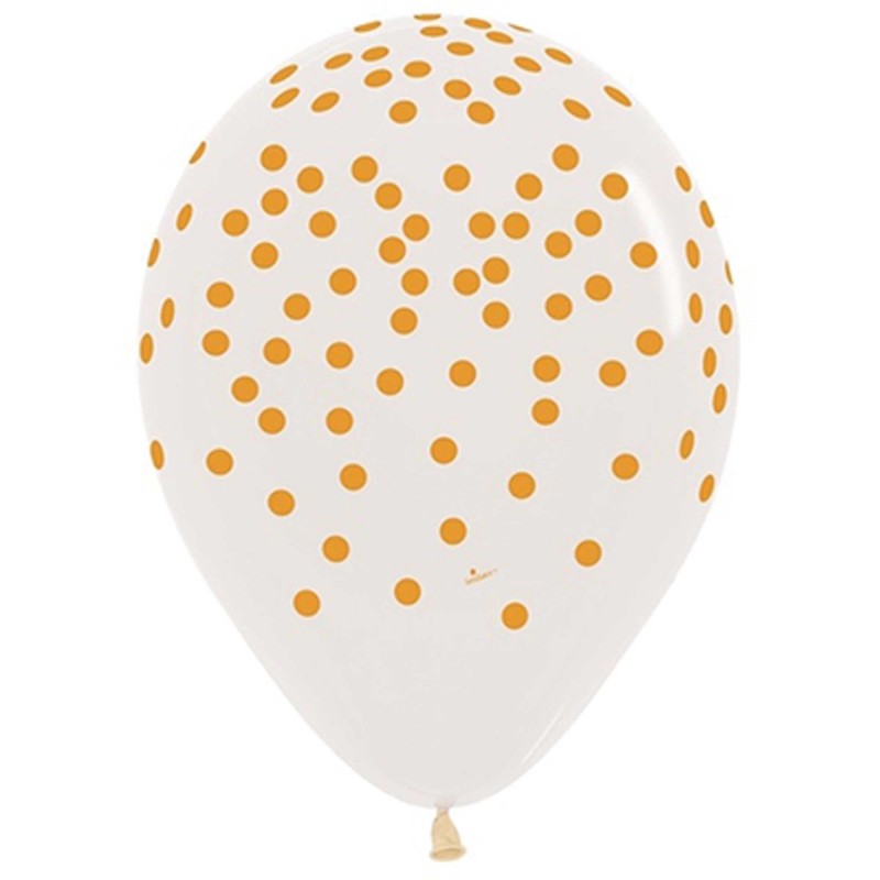 Crystal Clear Gold Confetti Latex Balloons 30cm 25 pk