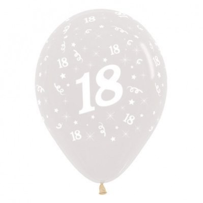 18th Birthday Crystal Clear Teardrop Latex Balloons 30cm 25 pk - NFS Party