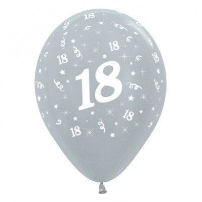 Teardrop Satin Pearl Silver 18th Birthday Latex Balloons 30cm Pack of 25 - NFS Party