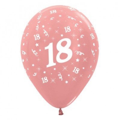 Teardrop Metallic Rose Gold 18th Birthday Latex Balloons 30cm Pack of 25 - NFS Party