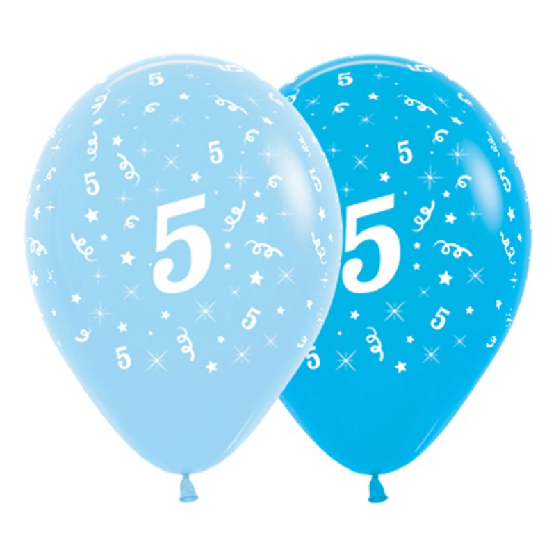 Number 5 Party Decorations - Latex Balloons Fashion Blue & Royal Blue