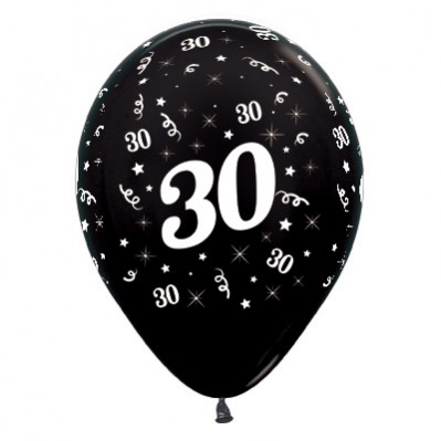 30th Birthday Metallic Black Teardrop Latex Balloons 30cm 6 pk 30th Birthday Metallic Black Teardrop Latex Balloons 30cm 6 pk