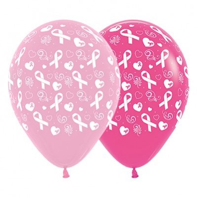 Pink Ribbon Day Party Decorations - Latex Balloons Pink & Fuchsia 25pk