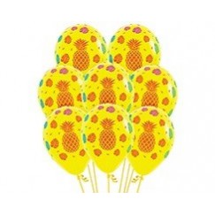 Hawaiian Luau Fashion Yellow Tropical Design Latex Balloons 30cm 12 pk