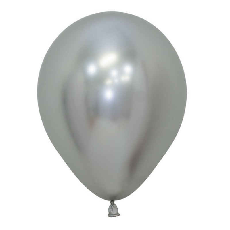 Metallic Reflex Silver Latex Balloons 12cm 50 pk - NFS Party