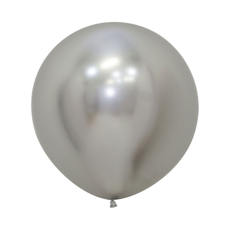 Metallic Reflex Silver Latex Balloons 60cm Pack of 10